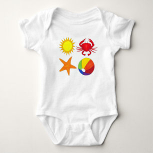 Summer Fun Crab Starfish Sunshine Beachball Beach Baby Bodysuit
