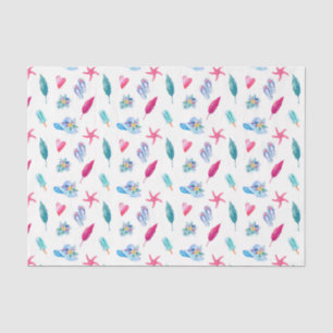 Summer Fun Flip Flops Hearts and Leaves Tissue Paper