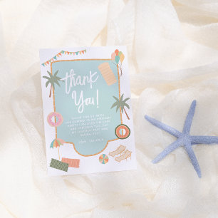 Summer Fun Girl Splash Pool Birthday Party Thank You Card