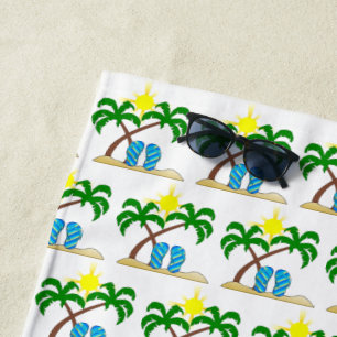  Summer Fun Kids Palm Trees and Flip-Flop  Beach Towel