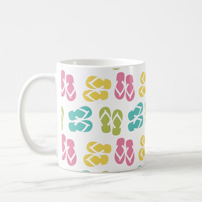 Summer fun pastel flip flop sandal slipper pattern coffee mug (Left)