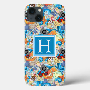 Summer Fun Pattern Add Your Initial iPhone 13 Case