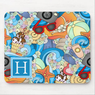 Summer Fun Pattern   Add Your Initial Mouse Mat