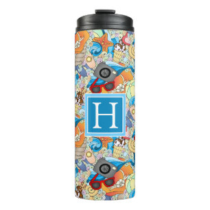 Summer Fun Pattern Add Your Initial Thermal Tumbler