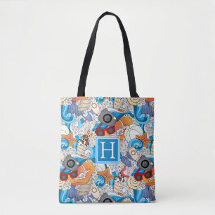 Summer Fun Pattern   Add Your Initial Tote Bag