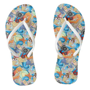 Summer Fun Pattern Flip Flops
