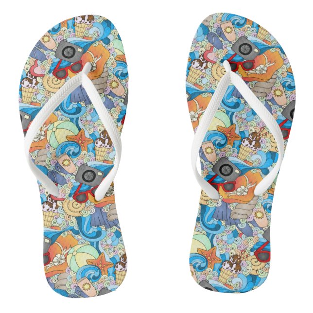 Summer Fun Pattern Flip Flops (Footbed)