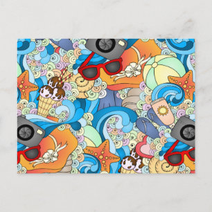 Summer Fun Pattern Postcard