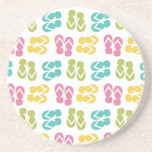 Summer fun pink flip flop sandal slippers pattern coaster