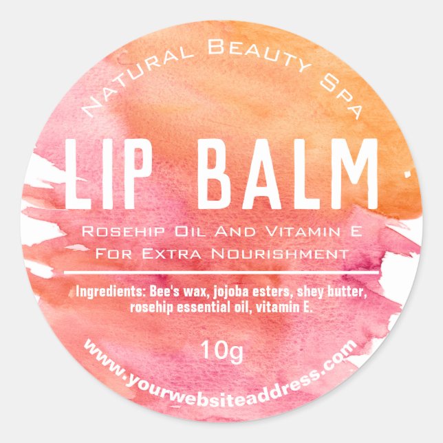 Summer Fun Pink Orange Lip Pot Labels (Front)