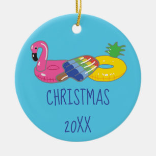 Summer Fun Pool Float Themed Christmas Ceramic Tree Decoration