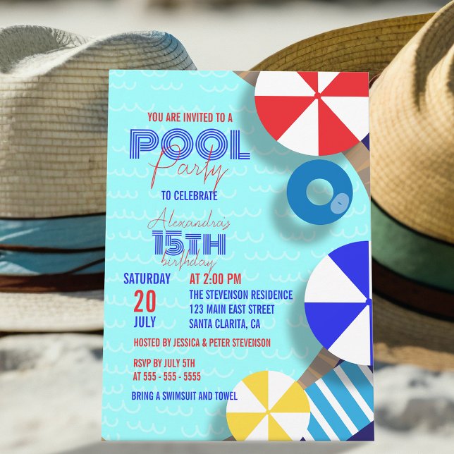 Summer Fun Pool Party Birthday Celebration Invitation (Creator Uploaded)