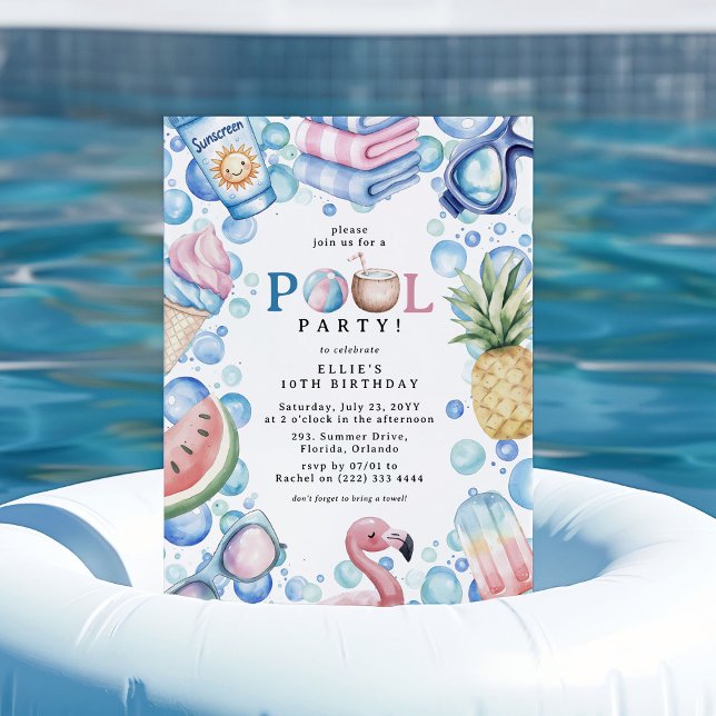 Summer Fun Pool Party Birthday Invitation (Creator Uploaded)