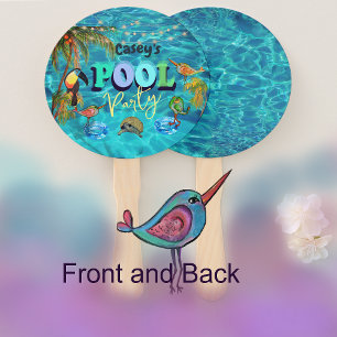 Summer Fun Pool Party Tropical  Hand Fan