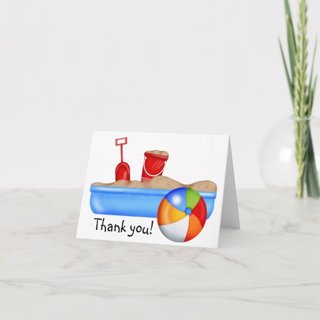 Summer Fun Sand box Beach Ball Thank You Card (Front)