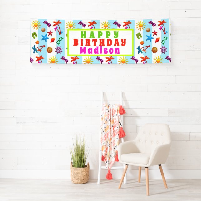Summer Fun Teen Girl’s Birthday Party Banner (Insitu)