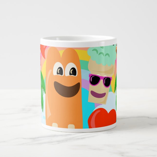 Summer Fun Treats Cute Cartoon Art Joy Large Coffee Mug (Front)