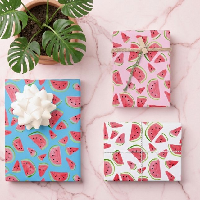 Summer Fun Watercolor Watermelon Colourful Gift Wrapping Paper Sheet (Summer Fun Watercolor Watermelon Colorful Gift Wrapping Paper Sheets
)