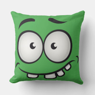 Summer funny and ugly face green cushion