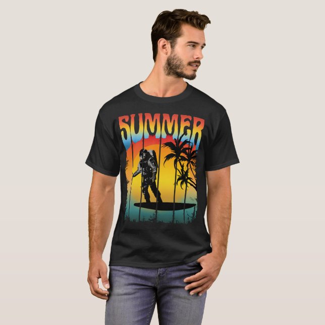 SUMMER FUNNY ASTRONAUT SUNSET T-Shirt (Front Full)