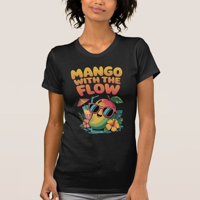 Summer Funny Fruit T-Shirt "Mango With the Flow" (Front)