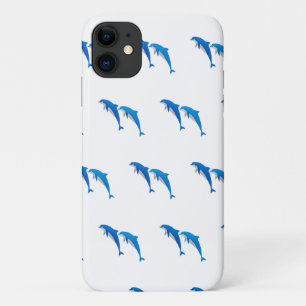 SUMMER, FUNNY GRAY AND BLUE DOLPHINS iPhone 11 CASE