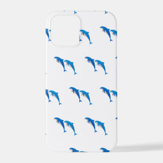 SUMMER, FUNNY GRAY AND BLUE DOLPHINS iPhone 12 PRO CASE