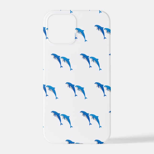 SUMMER, FUNNY GRAY AND BLUE DOLPHINS iPhone CASE (Back)
