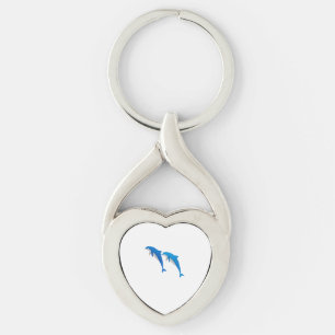 SUMMER, FUNNY GRAY AND BLUE DOLPHINS KEY RING