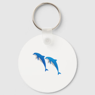 SUMMER, FUNNY GRAY AND BLUE DOLPHINS KEY RING