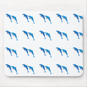 SUMMER, FUNNY GRAY AND BLUE DOLPHINS MOUSE MAT