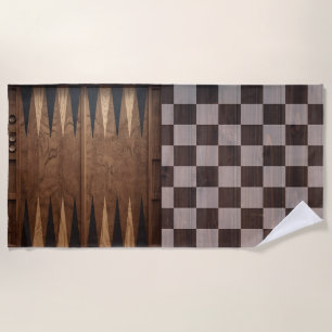 Summer Games – Chess, Checkers & Backgammon Design Beach Towel