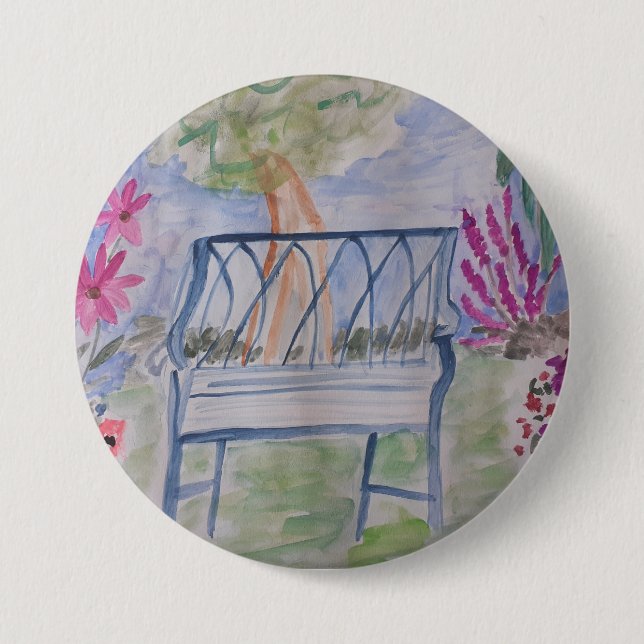 Summer Garden Bench 7.5 Cm Round Badge (Front)