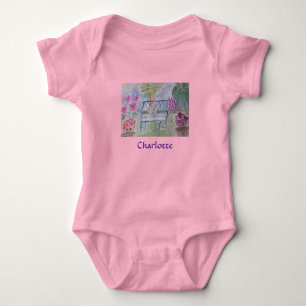 Summer Garden Bench Baby Bodysuit