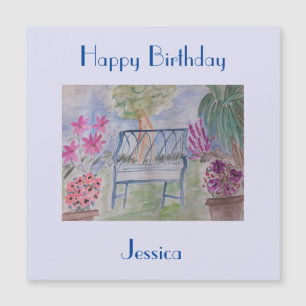 Summer Garden Bench Magnetic Birthday Card