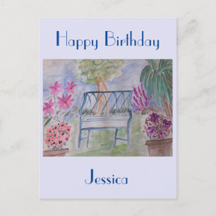 Summer Garden Bench Postcard