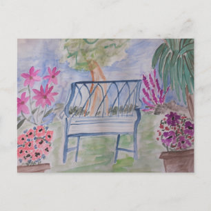 Summer Garden Bench Postcard