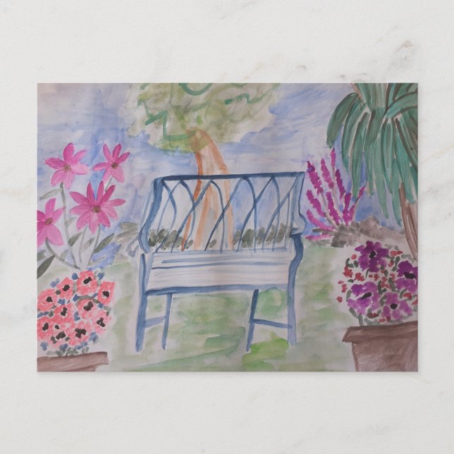 Summer Garden Bench  Postcard (Front)