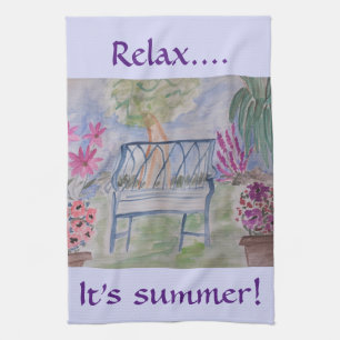 Summer Garden Bench Tea Towel