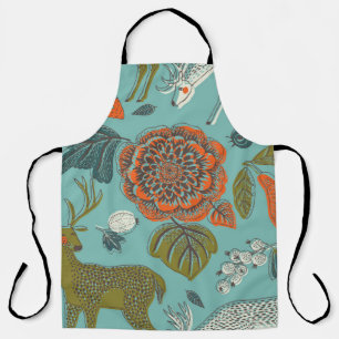 Summer Garden Deer Seamless Illustration. Apron