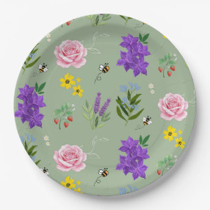 Summer Garden Floral Paper Plate