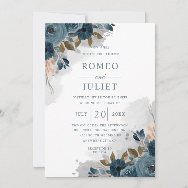 Summer Garden Floral Wedding Invitation (Front)