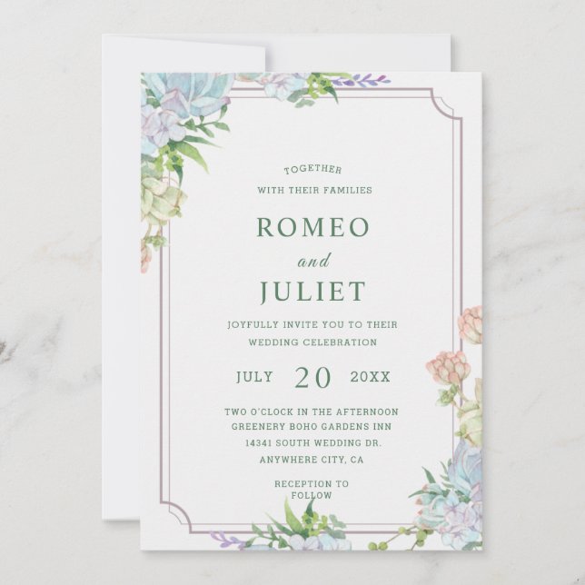 Summer Garden Floral Wedding Invitation (Front)