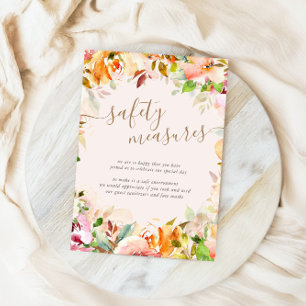 Summer Garden Floral Wedding Safety Measures Enclosure Card