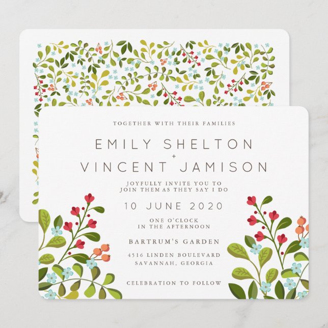Summer Garden Floral Wedding Suite Invitation (Front/Back)