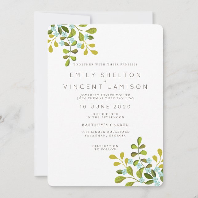 Summer Garden Floral Wedding Suite Invitation (Front)