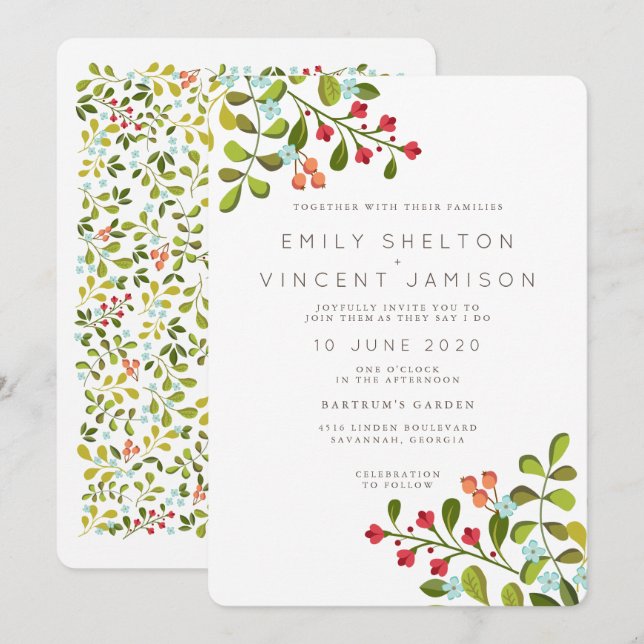 Summer Garden Floral Wedding Suite Invitation (Front/Back)