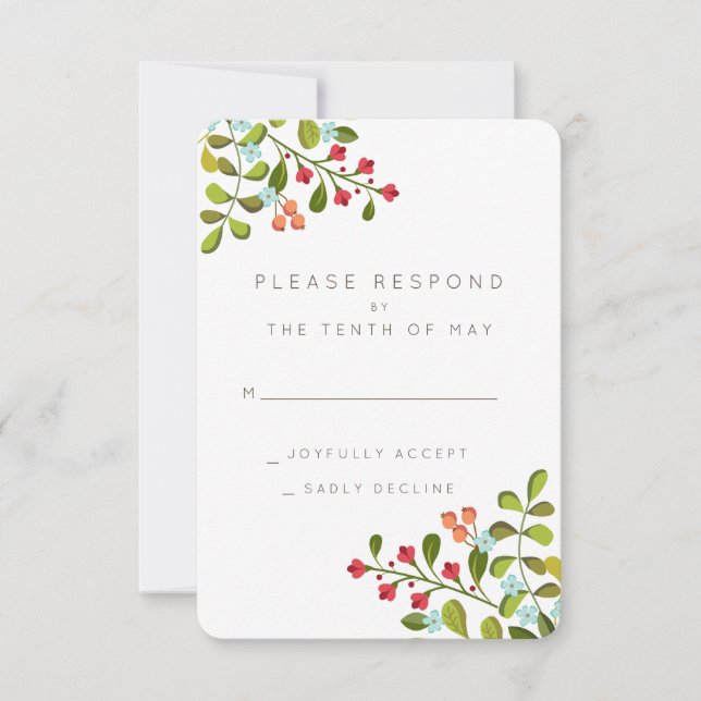 Summer Garden Floral Wedding Suite RSVP Card (Front)
