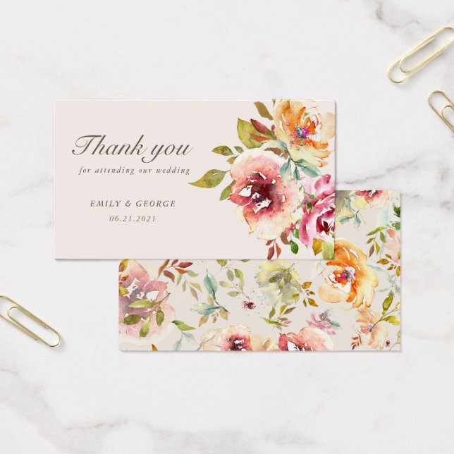 Summer Garden Floral Wedding Thank You Card (Office)