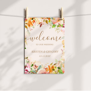 summer garden floral Wedding Welcome Poster